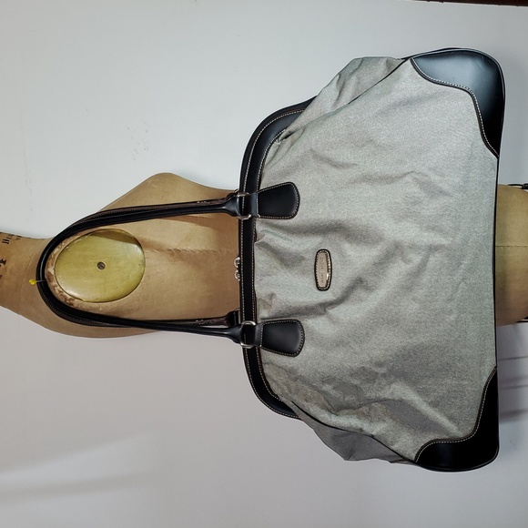 Nine West 19x12x7" NEW Weekend Bag LARGE Shoulder Doctor Bag Black Chambray Zip - Picture 1 of 10